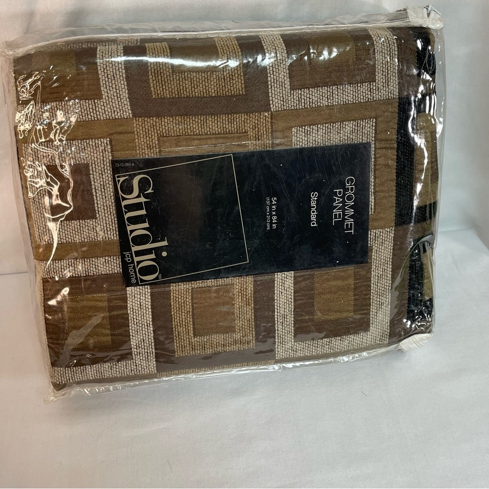 JCP Studio 2 Grommet Curtain Panels 54”X84” Midcentury Modern Black and Bronze - Picture 2 of 13
